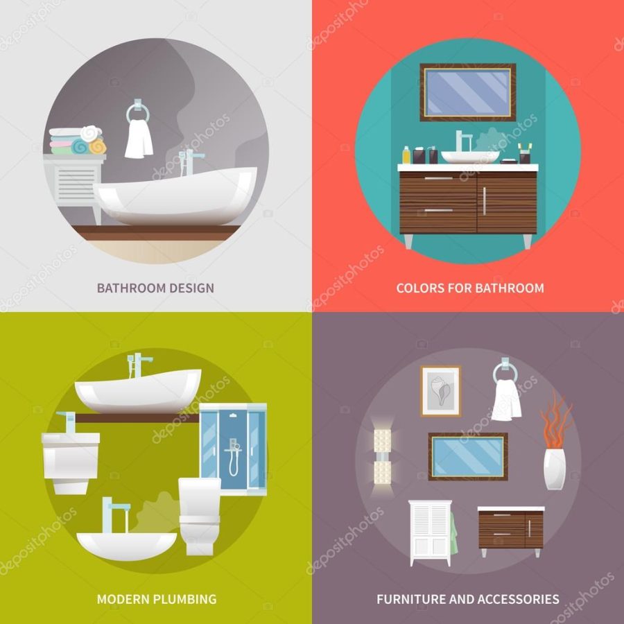 Bathroom Furniture Flat Icons