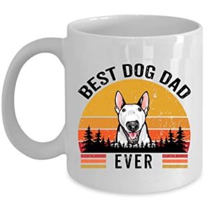 Best Dog Dad Ever Bull Terrier Coffee Mug 11oz Ceramic Gift For Dogs Lover, Vint