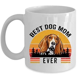 Best Dog Mom Ever Basset Hound Coffee Mug 11oz Ceramic Gift For Dogs Lover, Vint