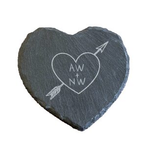 Besta Personalized Slate Heart Shaped Coaster Engraved Gifts Presents Set of 4