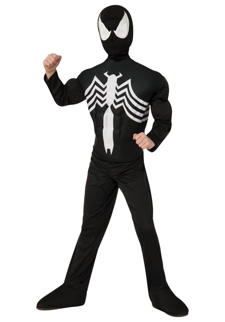 Black Spider-Man Muscle Chest Costume for Kids