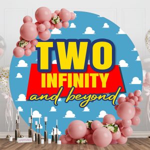 Blue Two Infinity And Beyond Round Birthday Backdrop - Aperturee