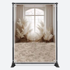 Boho Window Light White Reed Rice Wedding Backdrop - Aperturee