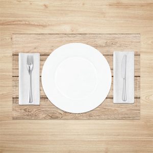 Brown Wood Texture Fabric Dining Set Of 4 Placemats - Aperturee