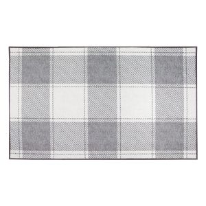 Buffalo Plaid Grey and White Washable Rug