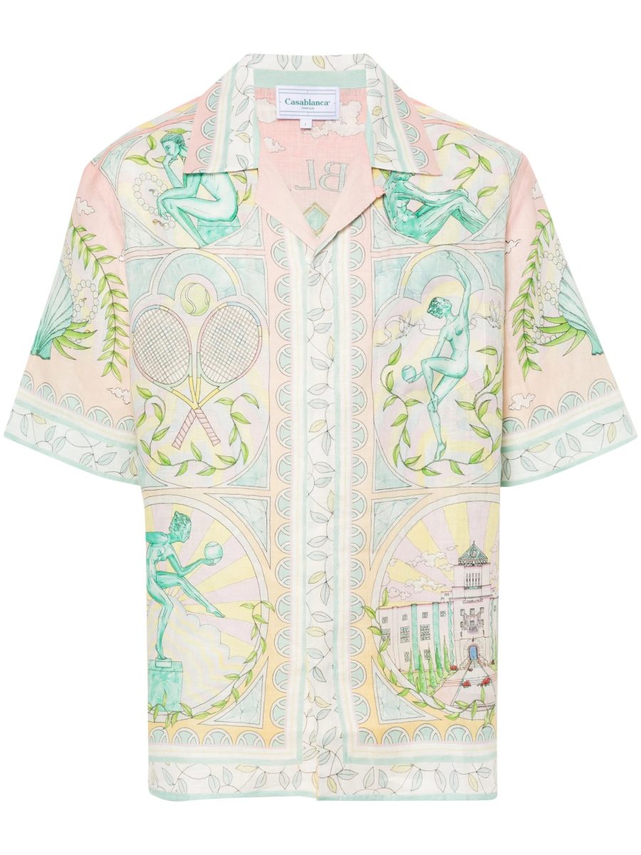 CASABLANCA Graphic Print Linen Shirt Vase