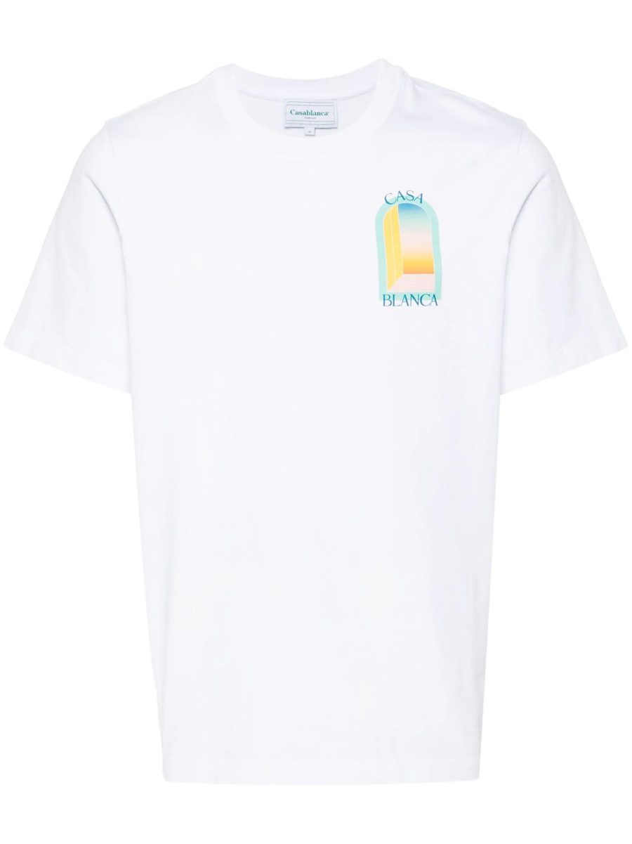 CASABLANCA UNISEX L'Arc Coloré Cotton T-Shirt White