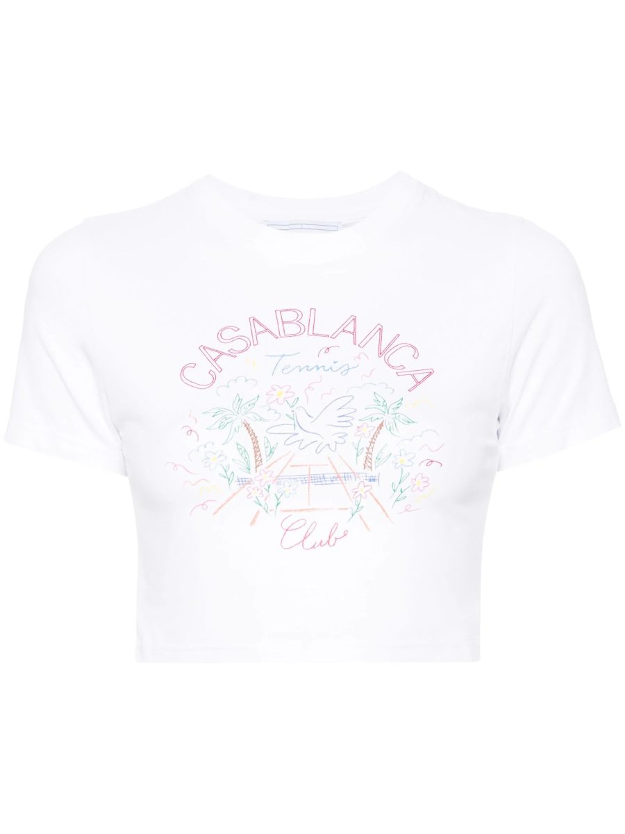 CASABLANCA WOMEN Crayon Tennis Club Printed Baby T-Shirt White