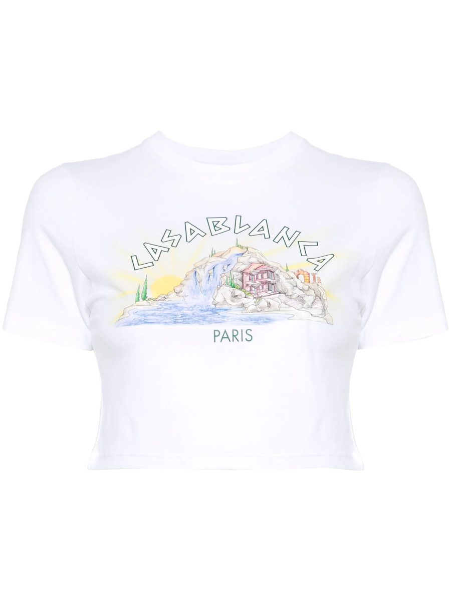 CASABLANCA WOMEN Mountain River Printed Baby T-Shirt White