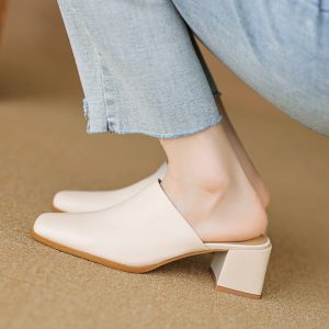 CHIKO Adele Square Toe Block Heels Clogs/Mules Shoes