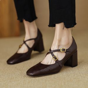 CHIKO Evangeline Square Toe Block Heels Pumps Shoes