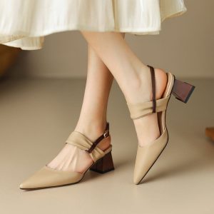 CHIKO Jennilynn Pointy Toe Block Heels Slingback Shoes