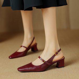 CHIKO Paula Pointy Toe Block Heels Slingback Shoes