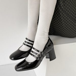 CHIKO Raelyn Round Toe Block Heels Mary Jane Shoes