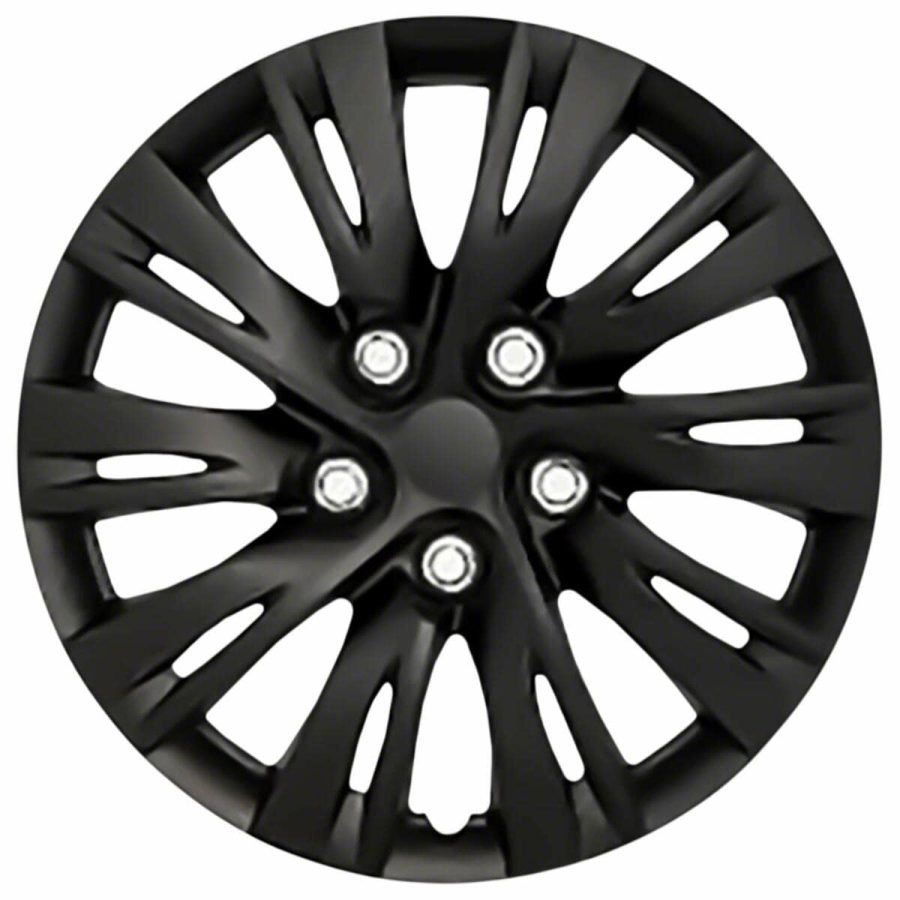 COAST TO COAST IWC103716BLK Wheel Cover; 16 Inch; 10 Split Spoke; Gloss Black; Plastic; Set Of 4; Standard Leg