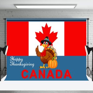 Canada Flag Turkey Happy Thanksgiving Day Backdrop