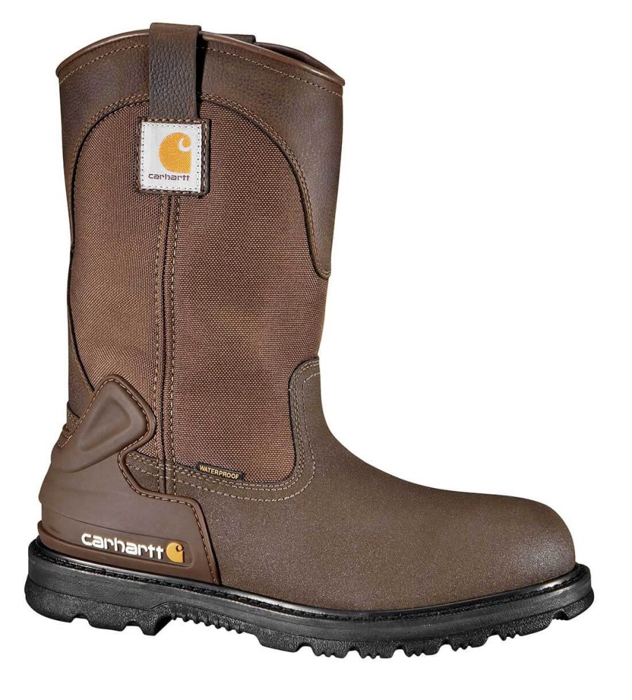 Carhartt - CMP1270 - Core Men's Brn PU Coated Leather/Brn Fabric Waterproof Steel Safety Toe 11" Wellington Work Boot