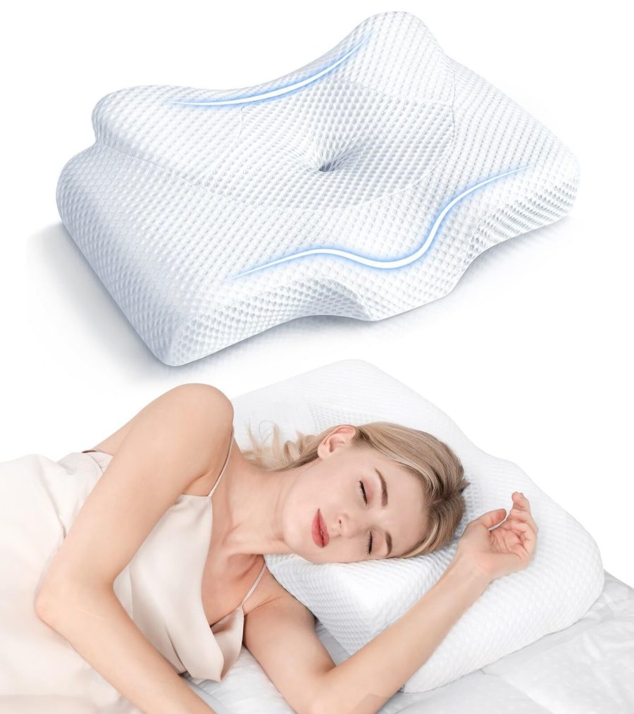 Cervical Pillow For Neck Pain Relief, Hollow Design Odorless Memory Foa...