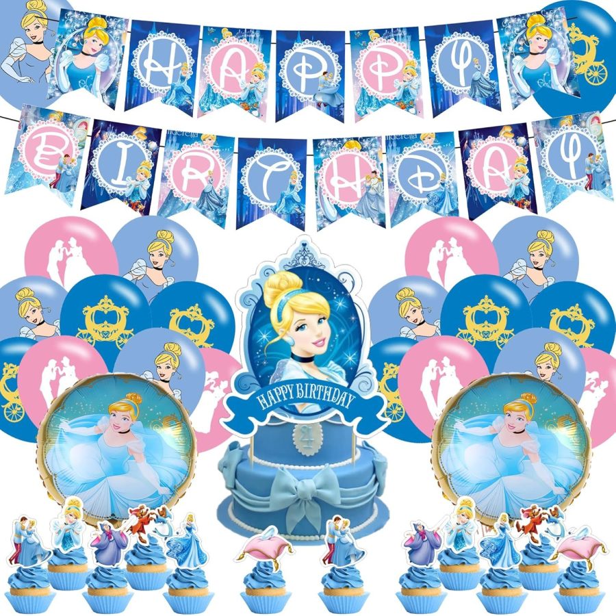 Cinderella Party Decorations,Birthday Party Supplies For Princess Cinderella Par