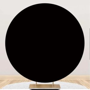 Circle Simple Black Solid Color Birthday Backdrop - Aperturee