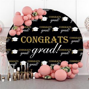 (Clearance | Ship In 24HR) Custom Circle Congrats Grad Party Backdrop Decoration