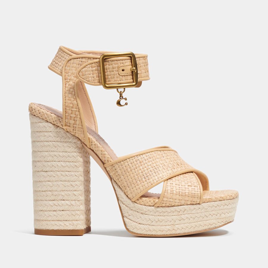 Coach Women's Nelly Raffia Platform Sandals - UK 8