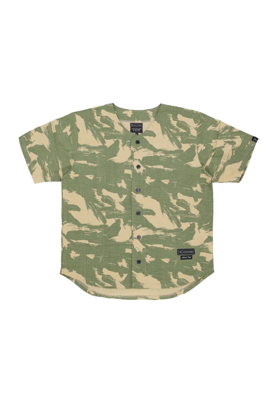 Coat Buttons Men's Baseball Shirt Camo