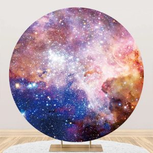 Colorful Universe Sparkly Star Round Birthday Backdrop - Aperturee