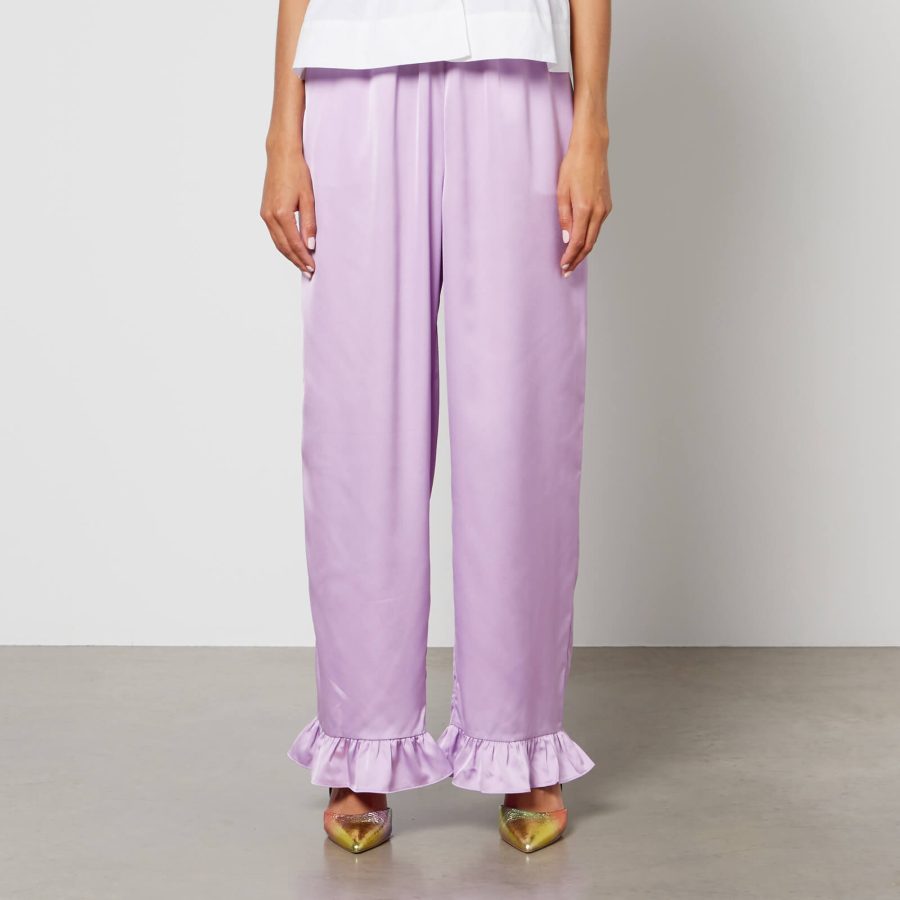 Crās Hunter Ruffle-Trimmed Satin Trousers - EU 36/UK 8