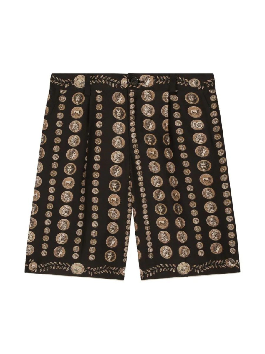 DOLCE & GABBANA KIDS Boys Coin-print Bermuda Shorts Black Gold