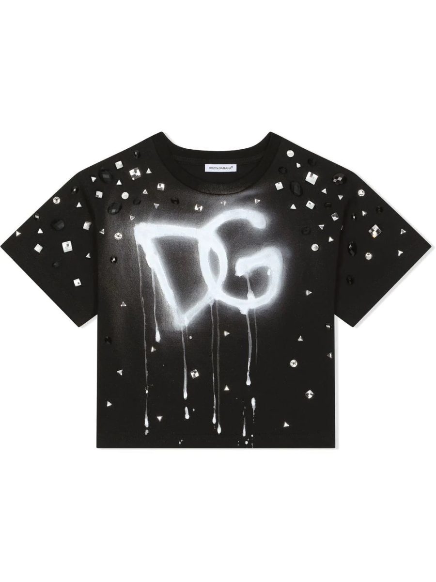 DOLCE & GABBANA KIDS DG Graffiti Logo T-Shirt Black