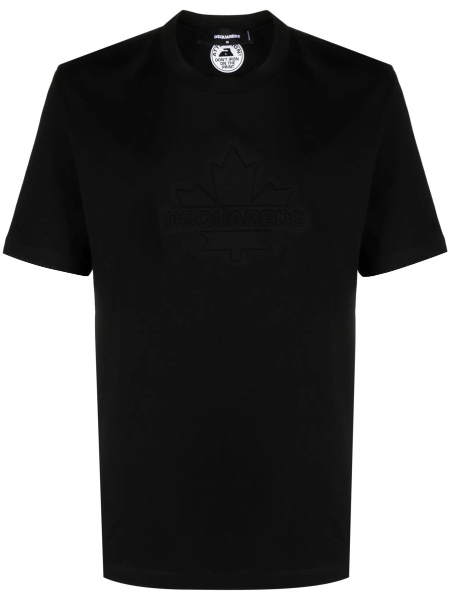 DSQUARED2 Leaf Skater Fit Cotton Jersey T-Shirt Black