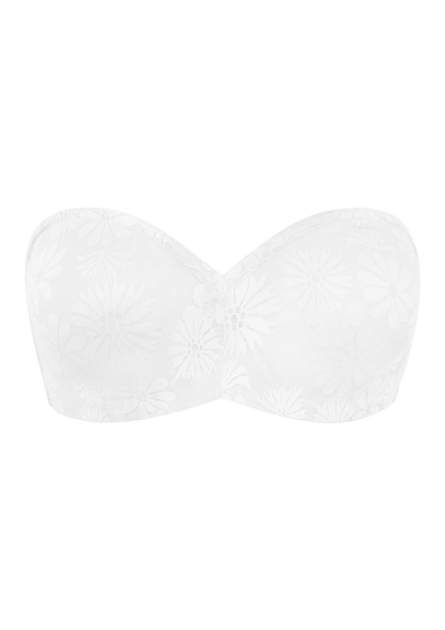 Daisy Lace Non-padded Strapless Minimizer Underwire Bra - White / 34 / D