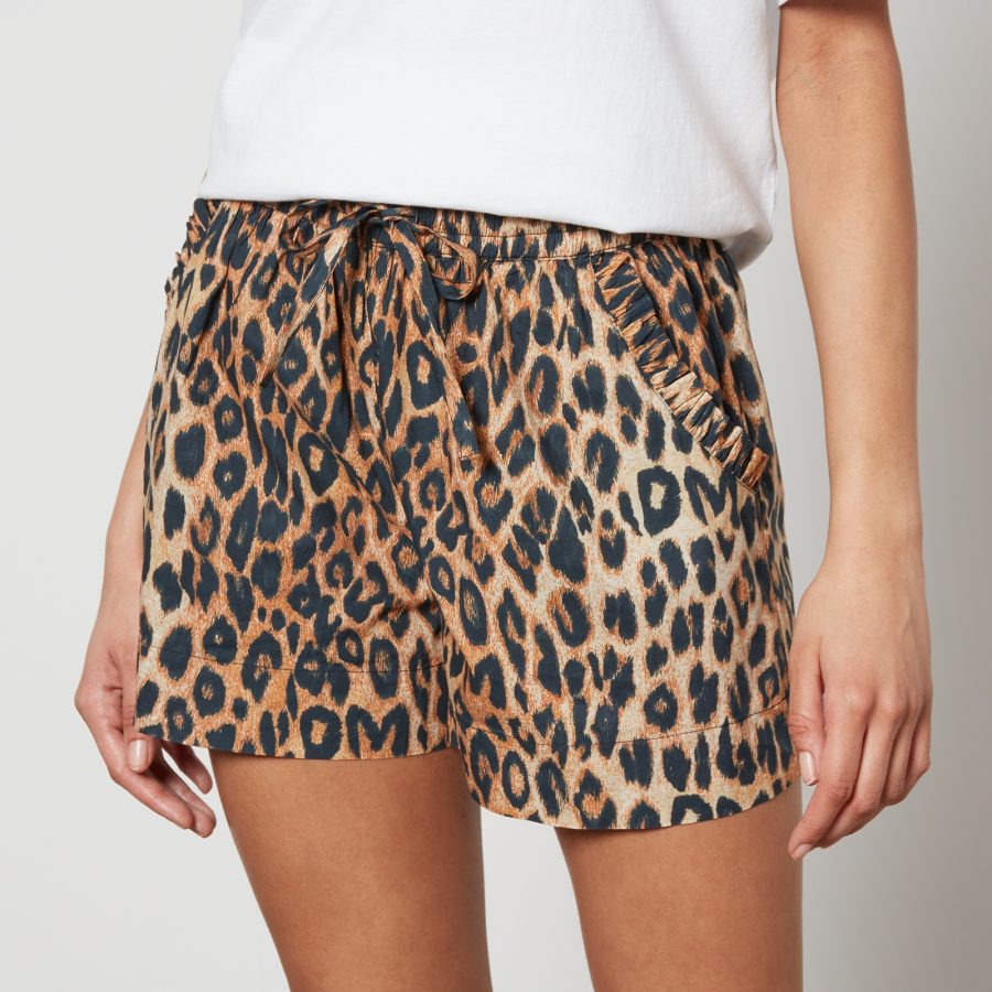 Damson Madder Leopard-Print Cotton-Poplin Shorts - UK 14