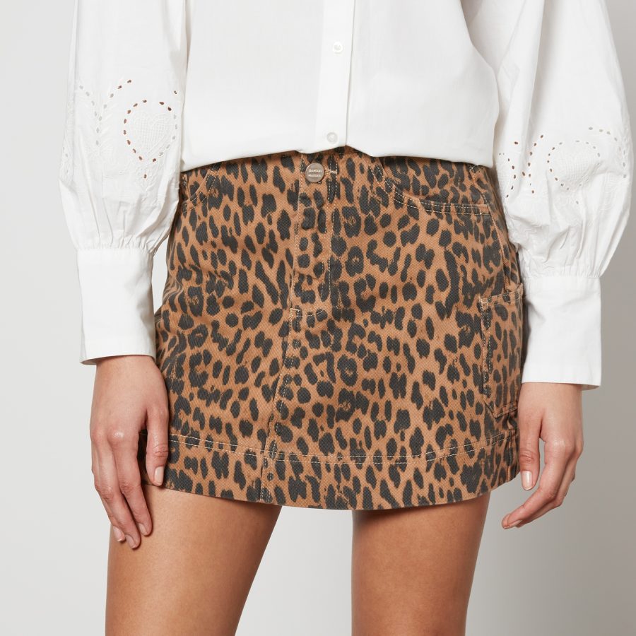 Damson Madder Lily Carpenter Leopard-Print Denim Skirt - UK 16