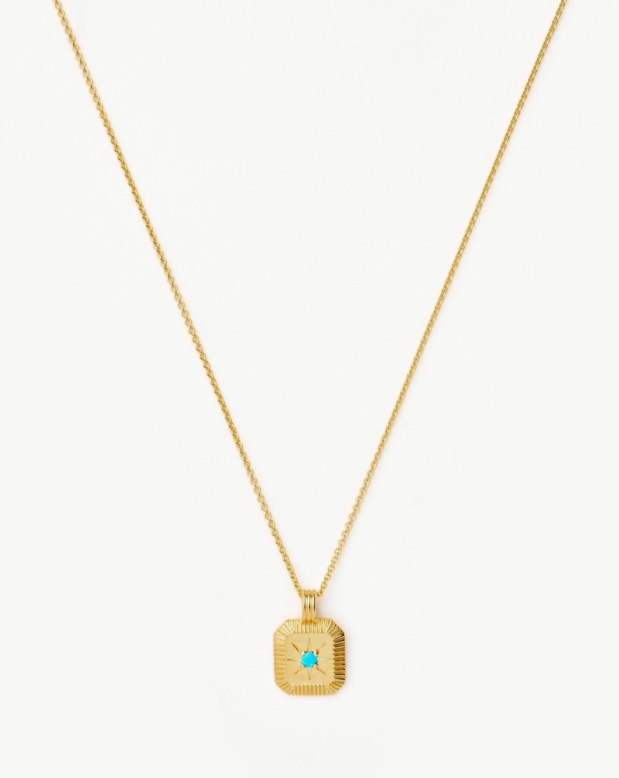 December Birthstone Pendant Necklace | 18k Gold Vermeil/Dyed Turquoise Magnesite