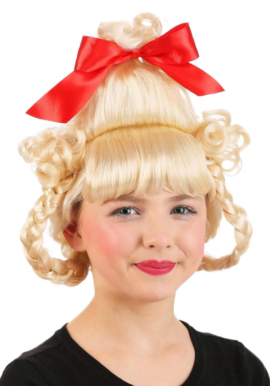 Dr. Seuss Cindy Lou Who Christmas Girl Red Bow Wig