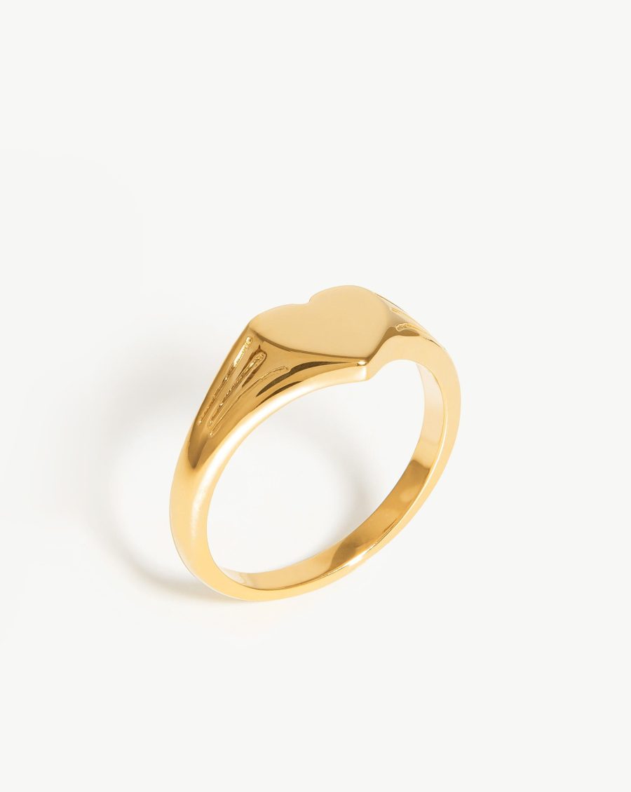 Engravable Heart Signet Ring | 18k Gold Vermeil