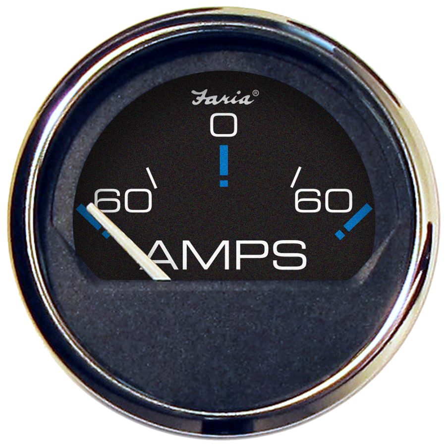 FARIA 13736 CHESAPEAKE BLACK 2 INCH AMMETER GAUGE (-60 TO +60 AMPS)