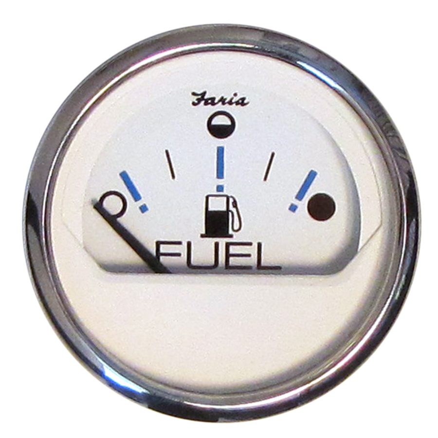 FARIA 13818 CHESAPEAKE WHITE SS 2 INCH FUEL LEVEL GAUGE - METRIC (E-1/2-F)