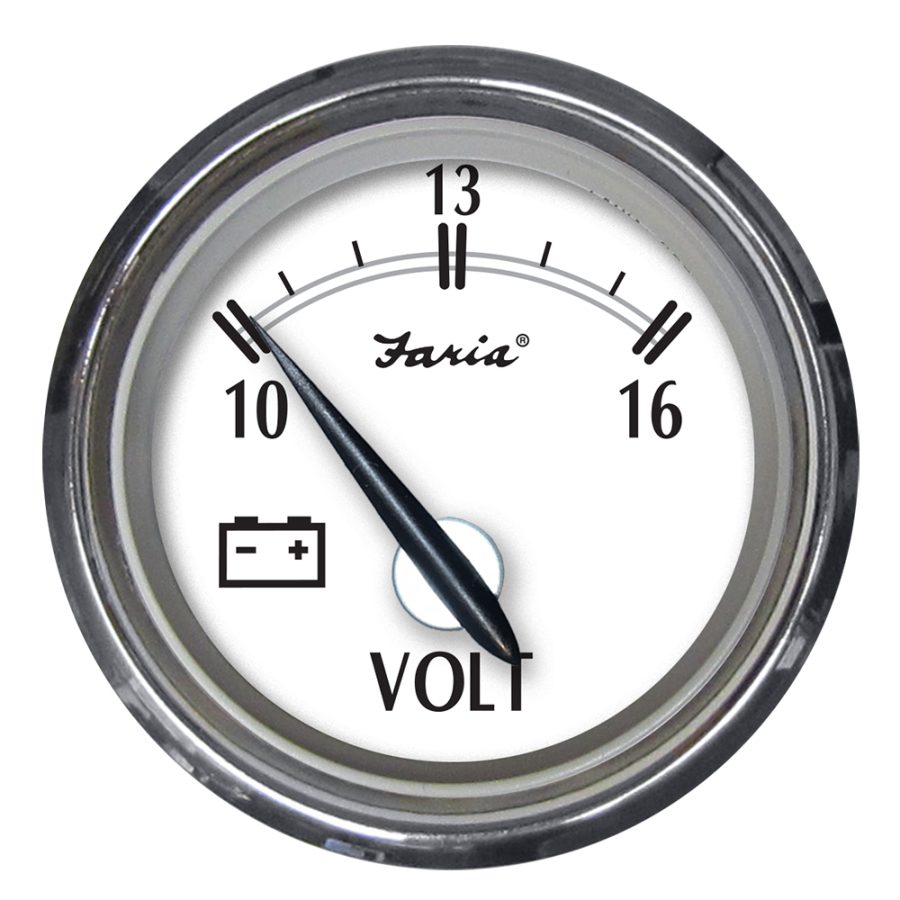 FARIA 25009 NEWPORT SS 2 INCH VOLTMETER - 10 TO 16V