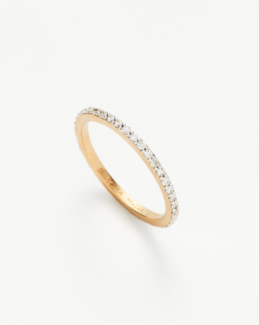 Fine Slim Half Eternity Ring | 14k Solid Gold/Diamond