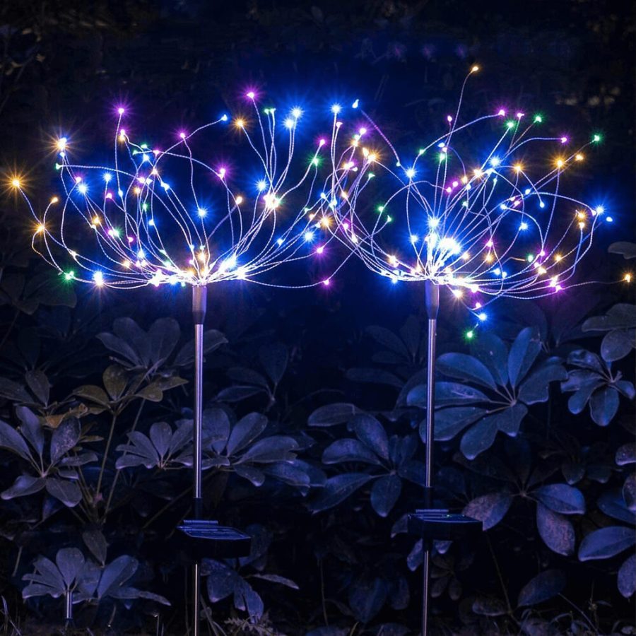 Fireworks Solar Garden Stake 90 LED Lights, 2pcs