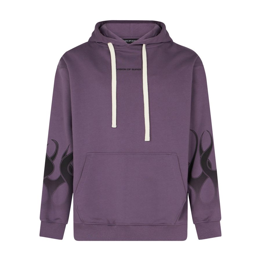 Flames Hoodie Men's Lightweight Hoodie Purple/black