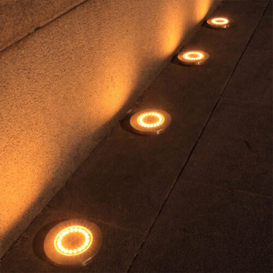 Flat In Ground Solar Lights, 4pcs, 8 LED