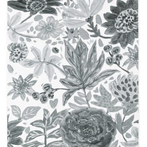 Floral Bloom Grey Washable Rug