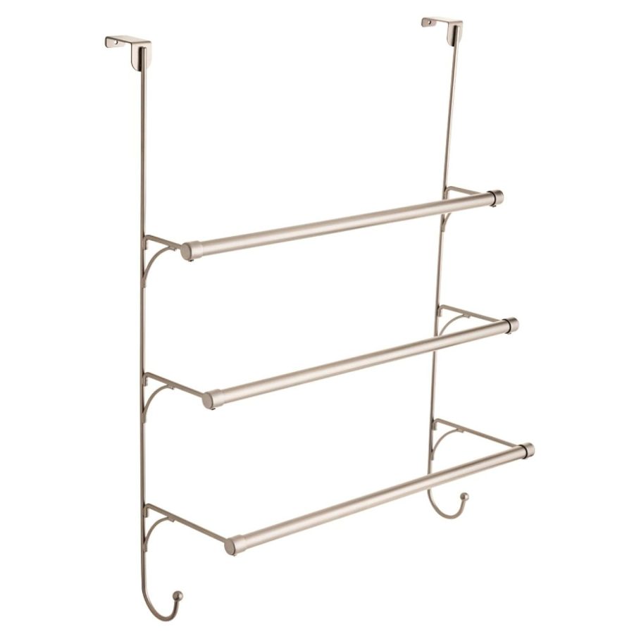 Franklin Brass Over The Door Triple Towel Rack with Hooks, Satin Nickel Bathroom