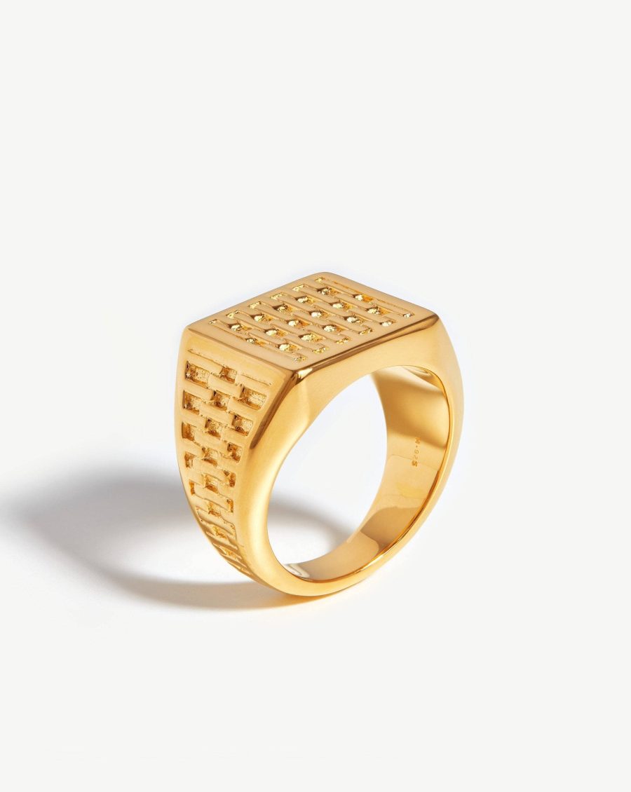 Fused Woven Square Signet Ring | 18k Gold Vermeil