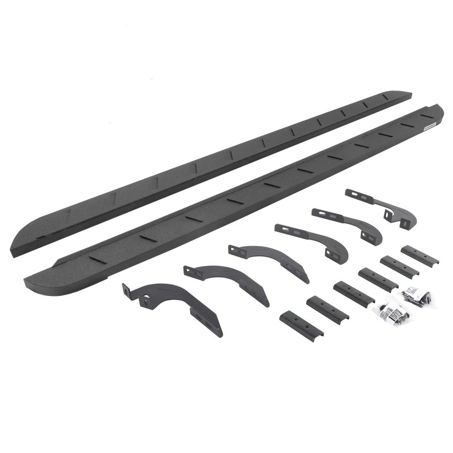 GO RHINO 63443280ST RB10 Slim Line Running Boards with Mounting Brackets Kit - Double Cab Only for Toyota 24 Tacoma