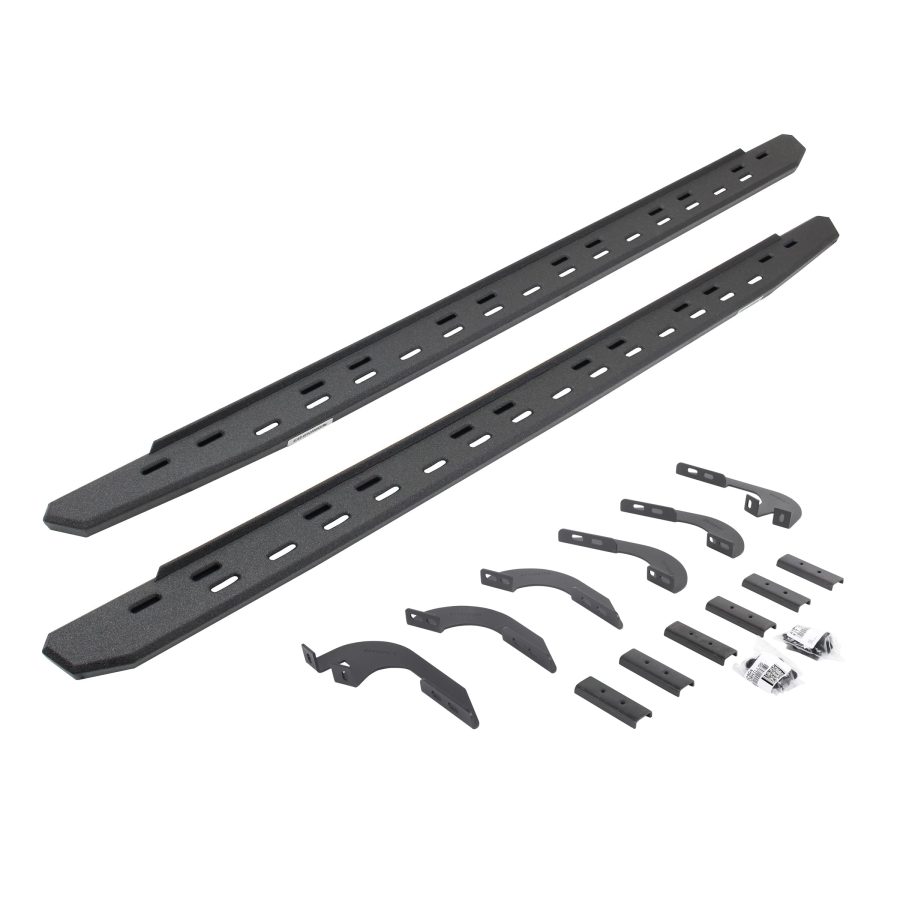 GO RHINO 69643280ST RB30 Slim Line Running Boards with Mounting Bracket Kit - Double Cab Only for Toyota 24 Tacoma